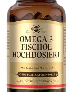 SOLGAR® Omega-3 Fischöl hochdosiert | 1764 mg EPA & DHA für Herzgesundheit | 50 Softgel-Kapseln für tägliche Energie