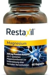 Restaxil® Magnesium-Komplex – 60 Vegane Kapseln mit Magnesiumbisglycinat, Citrat & Oxid für optimale Entspannung, gluten