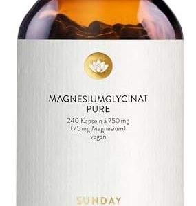 SUNDAY NATURAL® Magnesium Bisglycinat Premium - Hochdosiert 150mg für optimale Entspannung - 240 vegane Kapseln