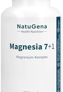 NatuGena Magnesium 7+1 Kapseln – Hochwertiger Magnesium-Komplex für Elektrolytgleichgewicht, 90 Stück für 30 Tage