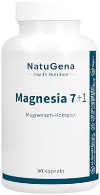 NatuGena Magnesium 7+1 Kapseln – Hochwertiger Magnesium-Komplex für Elektrolytgleichgewicht, 90 Stück für 30 Tage