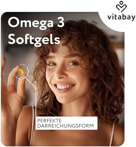Vitabay Omega 3 Kapseln - hochdosiert mit 2000 mg Algenöl - 180 vegane Kapseln für eine gesunde Lebensweise – Laborgeprü