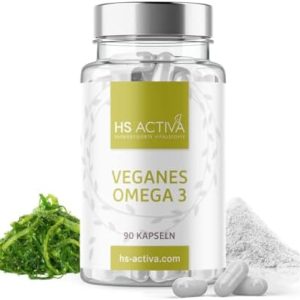 HS Activa Omega 3 Kapseln vegan – Hochdosierte 90 Algenöl-Kapseln für gesunde Ernährung – Geschmacksneutral & ohne Zusät