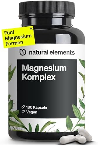 Natural Elements Magnesium Komplex - 400mg hochdosiert, vegan & laborgeprüft für optimale Gesundheit