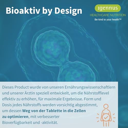 Igennus Dreifach-Magnesium-Komplex – Hoch bioverfügbares Glycinat, Taurat & Citrat für optimale Unterstützung, 60 vegane