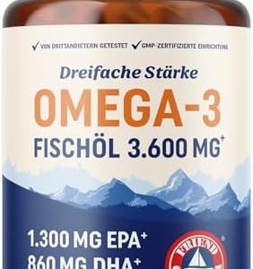 Dreifach Starkes Omega-3 Fischöl 3600 mg – Essenzielle Fettsäuren für Herz und Gehirn, 120 Ct Premium Qualität