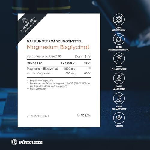 Magnesium Komplex – 350 mg hochwertiges Magnesium für 24h Depot-Effekt, 180 vegane Tabletten, ohne Zusatzstoffe, Made in