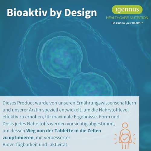 Igennus Dreifach-Magnesium-Komplex – Hoch bioverfügbares Glycinat, Taurat & Citrat für optimale Unterstützung, 60 vegane