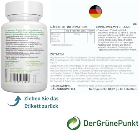 Igennus Dreifach-Magnesium-Komplex – Hoch bioverfügbares Glycinat, Taurat & Citrat für optimale Unterstützung, 60 vegane