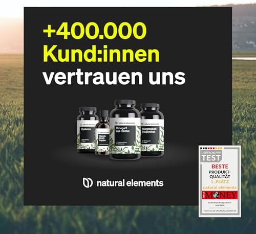 Natural Elements Magnesium Komplex - 400mg hochdosiert, vegan & laborgeprüft für optimale Gesundheit