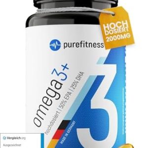 Purefitness Omega 3 Kapseln – HOCHDOSIERT mit 2000 MG EPA & DHA für optimale Gesundheit – 120 Kapseln aus Deutschland