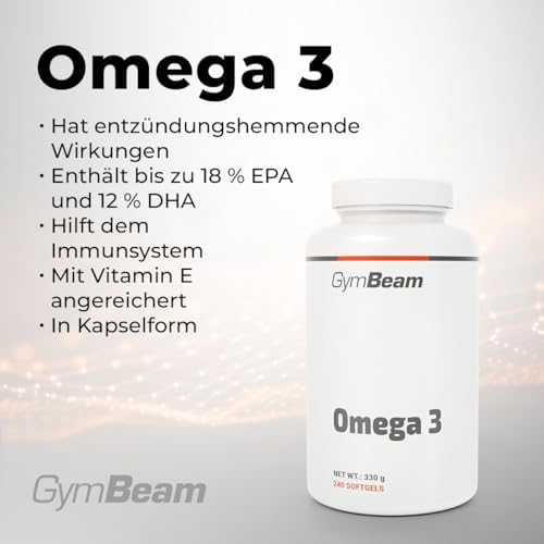 GymBeam Omega 3 Kapseln - Hochdosierte 2000 mg pro Tag, mit 18% EPA & 12% DHA, für Ihr Immunsystem (240 Kapseln)