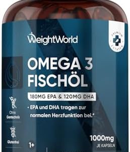 WeightWorld Omega 3 Öl Kapseln – 400 Weichkapseln mit 1000mg Fischöl – Essentielle Fettsäuren für Gesundheit und Wohlbef
