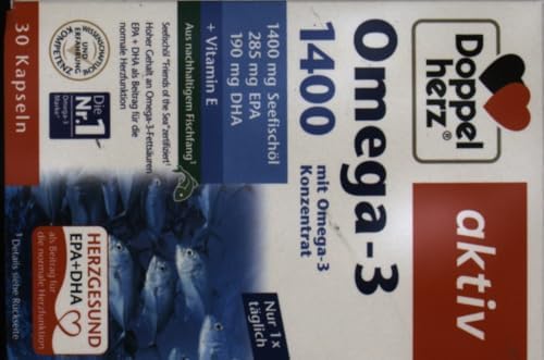 Doppelherz Omega-3 1400 mg Kapseln - Hochdosiertes Konzentrat mit Vitamin E für Herzgesundheit - 90 Stück
