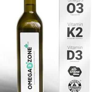 omega3zone Premium Omega-3 Öl mit Vitamin D3 K2 - Hochdosiertes Fischöl für optimale Gesundheit - Laborgeprüft, deutsche