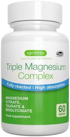 Igennus Dreifach-Magnesium-Komplex – Hoch bioverfügbares Glycinat, Taurat & Citrat für optimale Unterstützung, 60 vegane