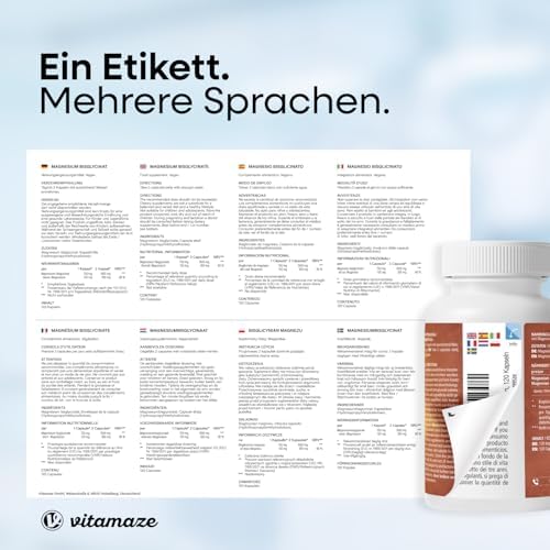 Magnesium Komplex – 350 mg hochwertiges Magnesium für 24h Depot-Effekt, 180 vegane Tabletten, ohne Zusatzstoffe, Made in