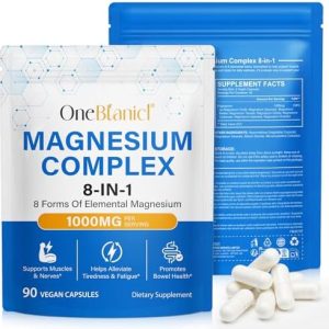 Magnesium Komplex 8-in-1 – 1000mg pro Portion, 8 Formen für Muskeln & Nerven – 90 vegane Kapseln