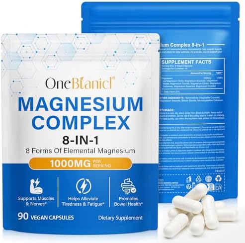 Magnesium Komplex 8-in-1 – 1000mg pro Portion, 8 Formen für Muskeln & Nerven – 90 vegane Kapseln