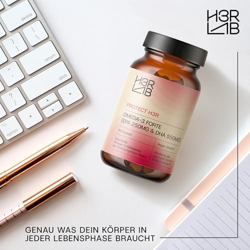 Omega-3 Forte – Vegane Algenöl-Kapseln mit 550 mg DHA & 250 mg EPA für gesunde Herzen (60 Kapseln)