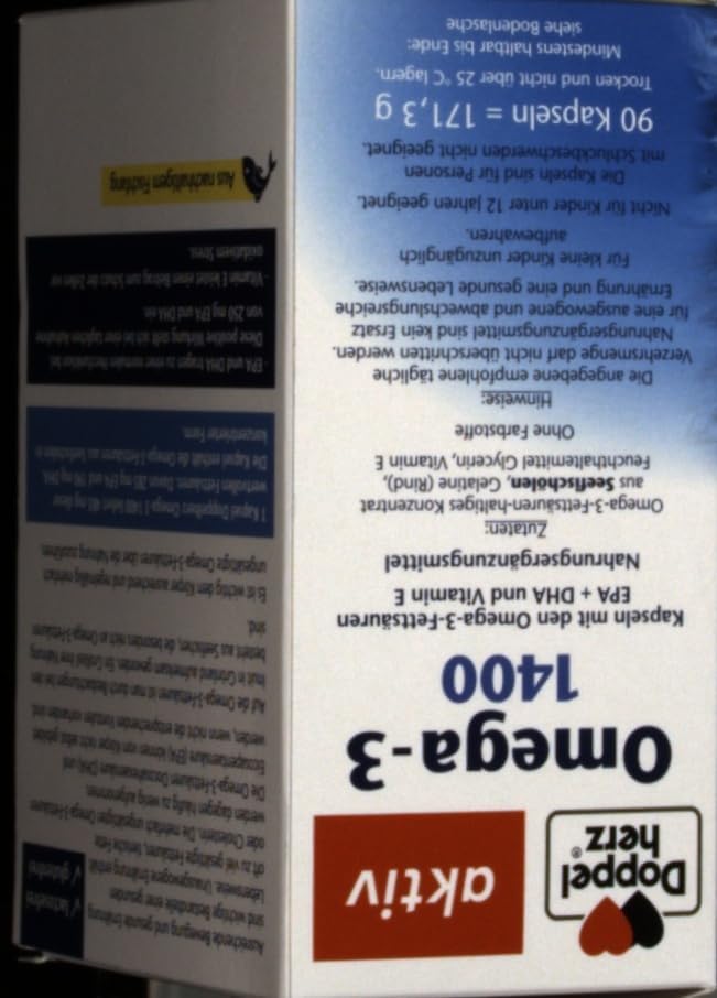 Doppelherz Omega-3 1400 mg Kapseln - Hochdosiertes Konzentrat mit Vitamin E für Herzgesundheit - 90 Stück