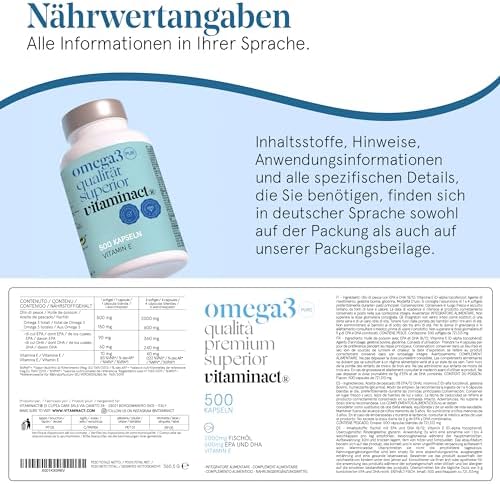 Omega 3 Kapseln von - Hochdosiert mit 2000 mg reinem Fischöl, 600 mg EPA/DHA, ideal für Gesundheit und Wohlbefinden.