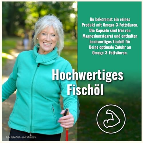 Hochdosierte Omega 3 Kapseln von Omega – 400 Fischöl Kapseln für Herz & Gehirn – 1000mg pro Kapsel, nachhaltiger Fischfa