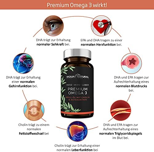 Krillöl 1180mg - Hochdosiert mit Omega-3, Astaxanthin & Cholin, Laborgeprüft für optimale Gesundheit 60 Kapseln