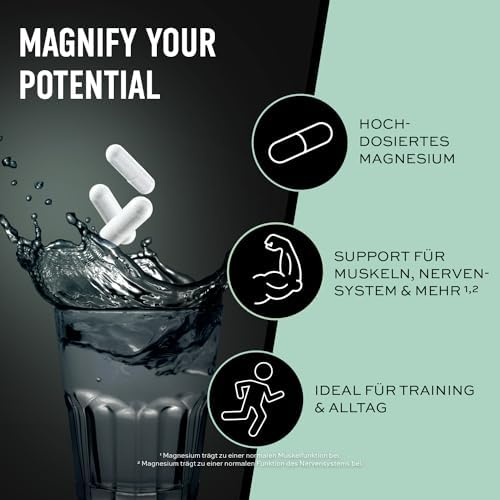 ESN Magnesium Kapseln, 120 Stück, 300 mg pro Portion - Hohe Bioverfügbarkeit für Energie und Wohlbefinden - Made in Germ