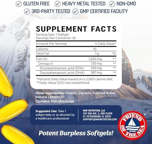 Dreifach Starkes Omega-3 Fischöl 3600 mg – Essenzielle Fettsäuren für Herz und Gehirn, 120 Ct Premium Qualität