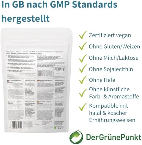 Igennus Dreifach-Magnesium-Komplex – Hoch bioverfügbares Glycinat, Taurat & Citrat für optimale Unterstützung, 60 vegane