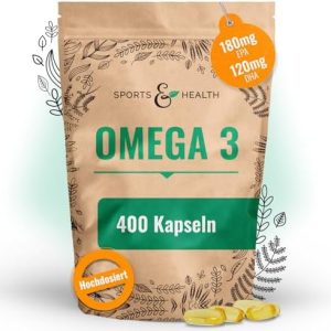 Hochdosierte Omega 3 Kapseln von Omega – 400 Fischöl Kapseln für Herz & Gehirn – 1000mg pro Kapsel, nachhaltiger Fischfa