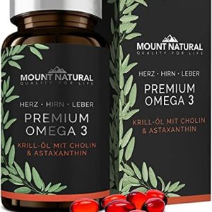 Krillöl 1180mg - Hochdosiert mit Omega-3, Astaxanthin & Cholin, Laborgeprüft für optimale Gesundheit 60 Kapseln