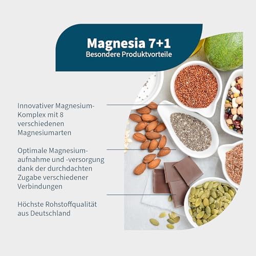 NatuGena Magnesium 7+1 Kapseln – Hochwertiger Magnesium-Komplex für Elektrolytgleichgewicht, 90 Stück für 30 Tage