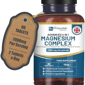 Prowise Magnesiumglycinat-Komplex 4 in 1 – 2000 mg für bessere Muskulatur & Entspannung | 90 vegane Tabletten
