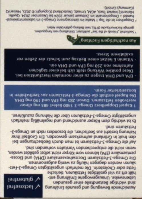 Doppelherz Omega-3 1400 mg Kapseln - Hochdosiertes Konzentrat mit Vitamin E für Herzgesundheit - 90 Stück