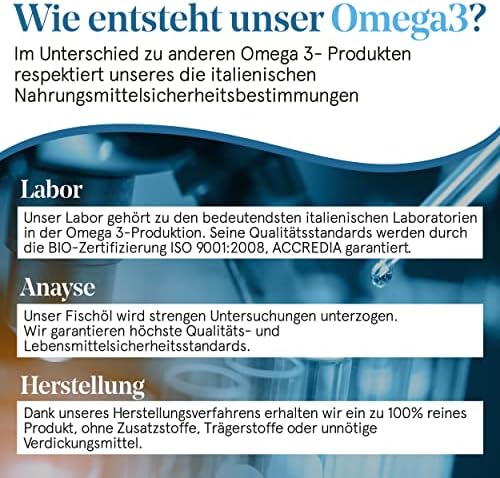 Omega 3 Kapseln von - Hochdosiert mit 2000 mg reinem Fischöl, 600 mg EPA/DHA, ideal für Gesundheit und Wohlbefinden.