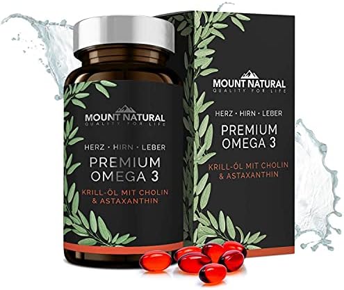 Krillöl 1180mg - Hochdosiert mit Omega-3, Astaxanthin & Cholin, Laborgeprüft für optimale Gesundheit 60 Kapseln