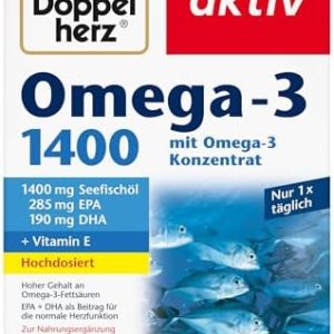 Doppelherz Omega-3 1400 mg Kapseln - Hochdosiertes Konzentrat mit Vitamin E für Herzgesundheit - 90 Stück