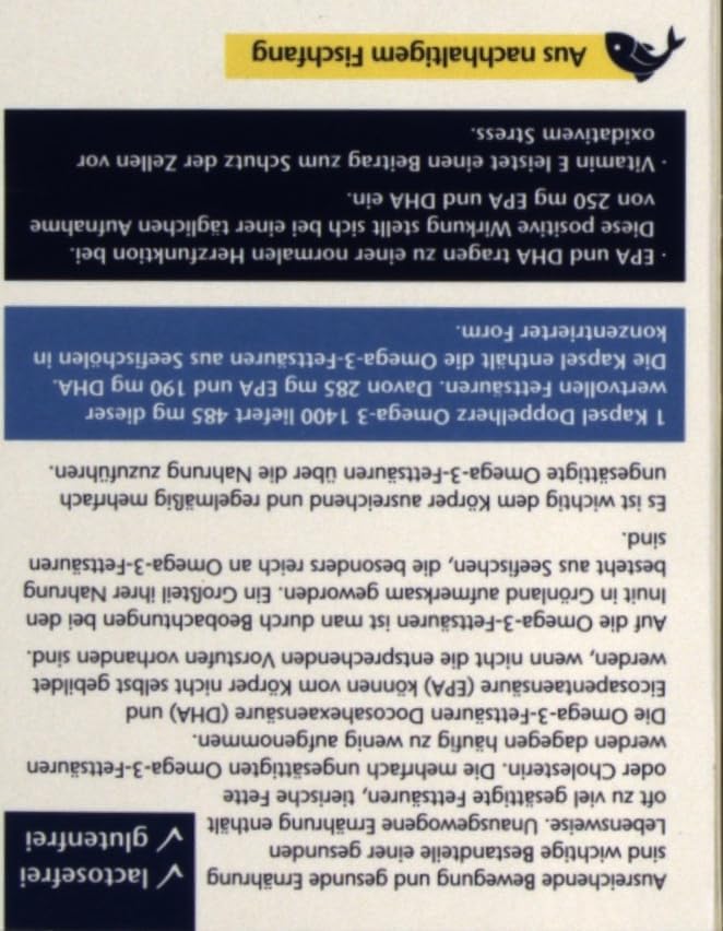 Doppelherz Omega-3 1400 mg Kapseln - Hochdosiertes Konzentrat mit Vitamin E für Herzgesundheit - 90 Stück